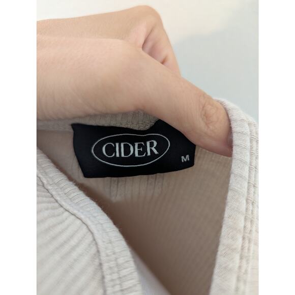 Cider Ribbed Buckle Long Sleeve Beige Crop Top Women Size M Avant Garde - Picture 11 of 11